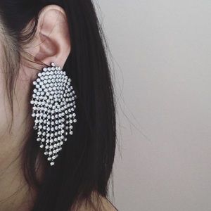 Vintage clip on fashion formal statement earrings